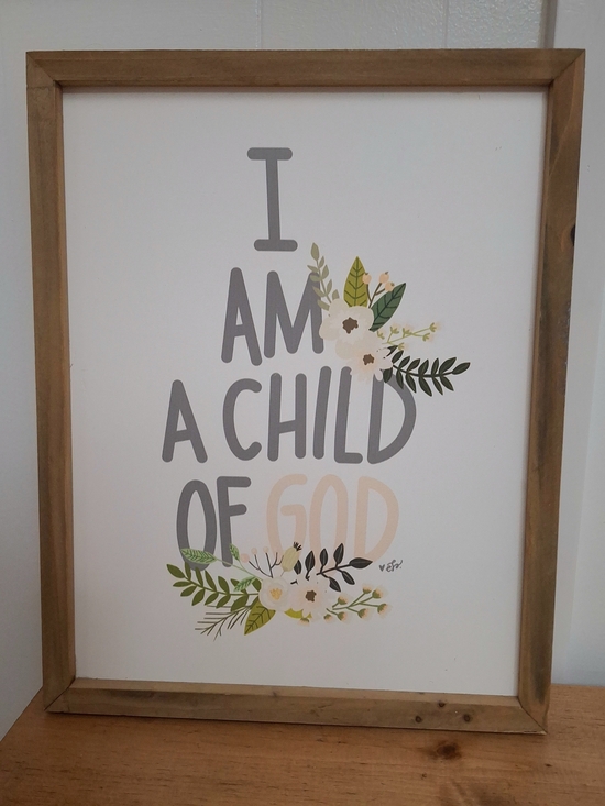 Other - Wood Frame 'I AM A CHILD OF GOD' Wall Art - Neutral Floral